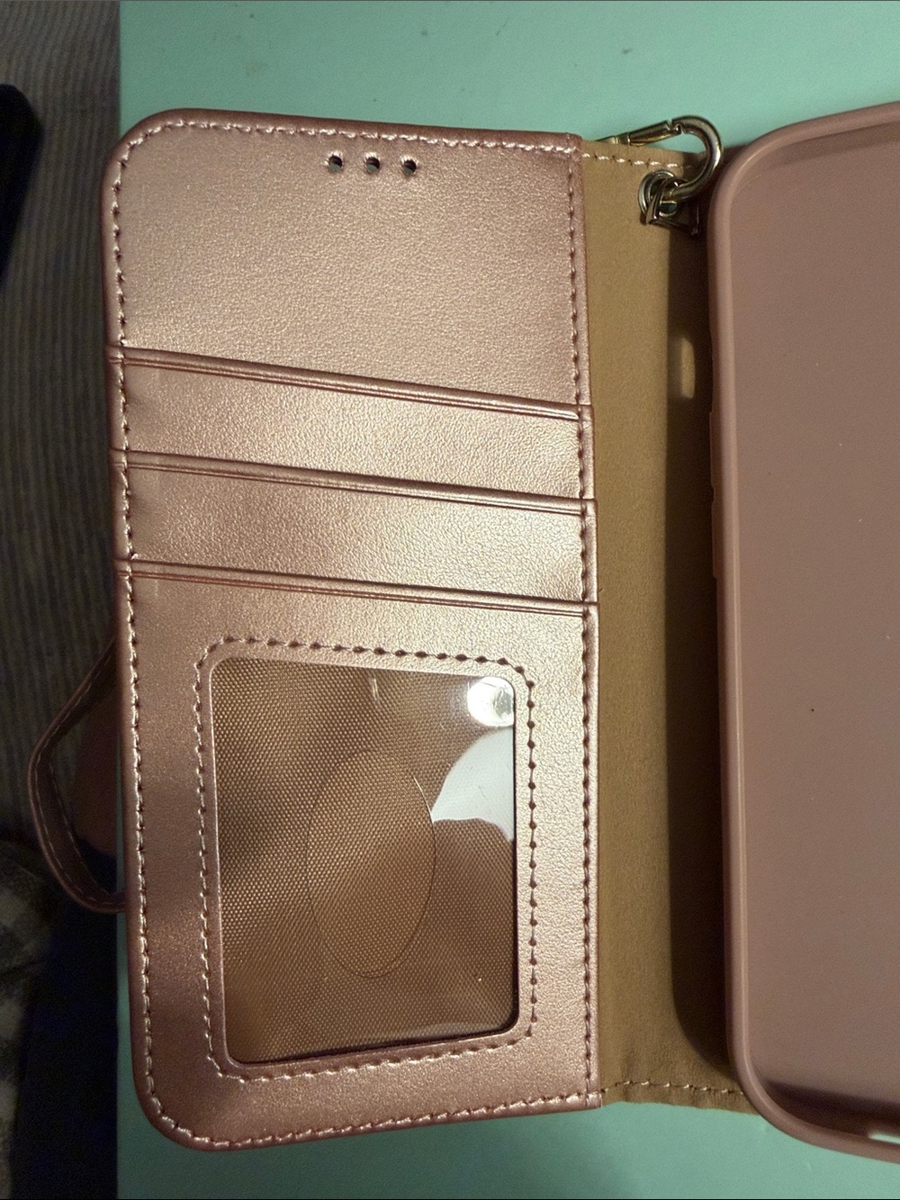 Ara Rose Gold Leather Wallet Phone Case with Wrist Strap - Picture 5 of 12